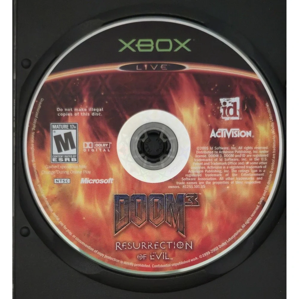 Doom 3: Resurrection of Evil - Microsoft Xbox - Disc & Blank Case Only - Tested